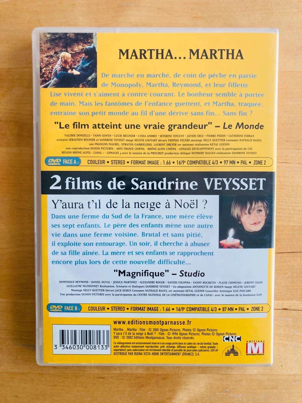 DVD double face Y aura t il de la neige à Noël? et Martha Martha de Sandrine Veysset. – photo 3